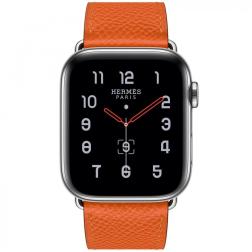 Apple Watch Hermes Series 5, 44mm Stainless Steel Case with Feu Epsom Leather Single Tour