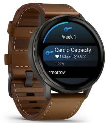 Умные часы Garmin Venu 4 45mm Slate with Black Silicone Band and Brown Leather Band (010-03014-03)