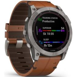 Garmin Fenix 7x Sapphire Solar Titanium / Chestnut Leather Band