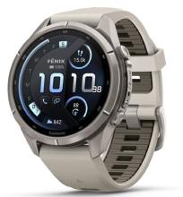 Умные часы Garmin Fenix 9 Pro AMOLED 43мм inReach, Titanium with Fog Grey/Dark Sandstone Silicone Band (010-04335-81)