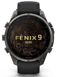 Умные часы Garmin Fenix 9 Pro AMOLED 47мм inReach, Carbon Gray DLC Titanium with Black/Pebble Grey Silicone Band