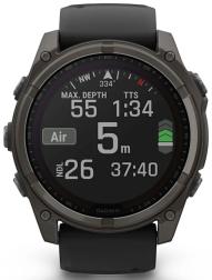 Умные часы Garmin Fenix 8 51 мм Solar, Sapphire Titanium, угольно-серый с DLC-покрытием и черным ремешком (010-02907-11)
