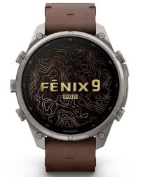 Умные часы Garmin Fenix 9 Pro AMOLED 47мм inReach, Titanium with Walnut Leather Band (010-04336-41)